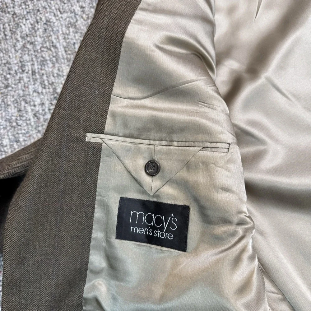 Lauren Ralph Lauren Macy's Blazer Mens 42L Check Wool Brown